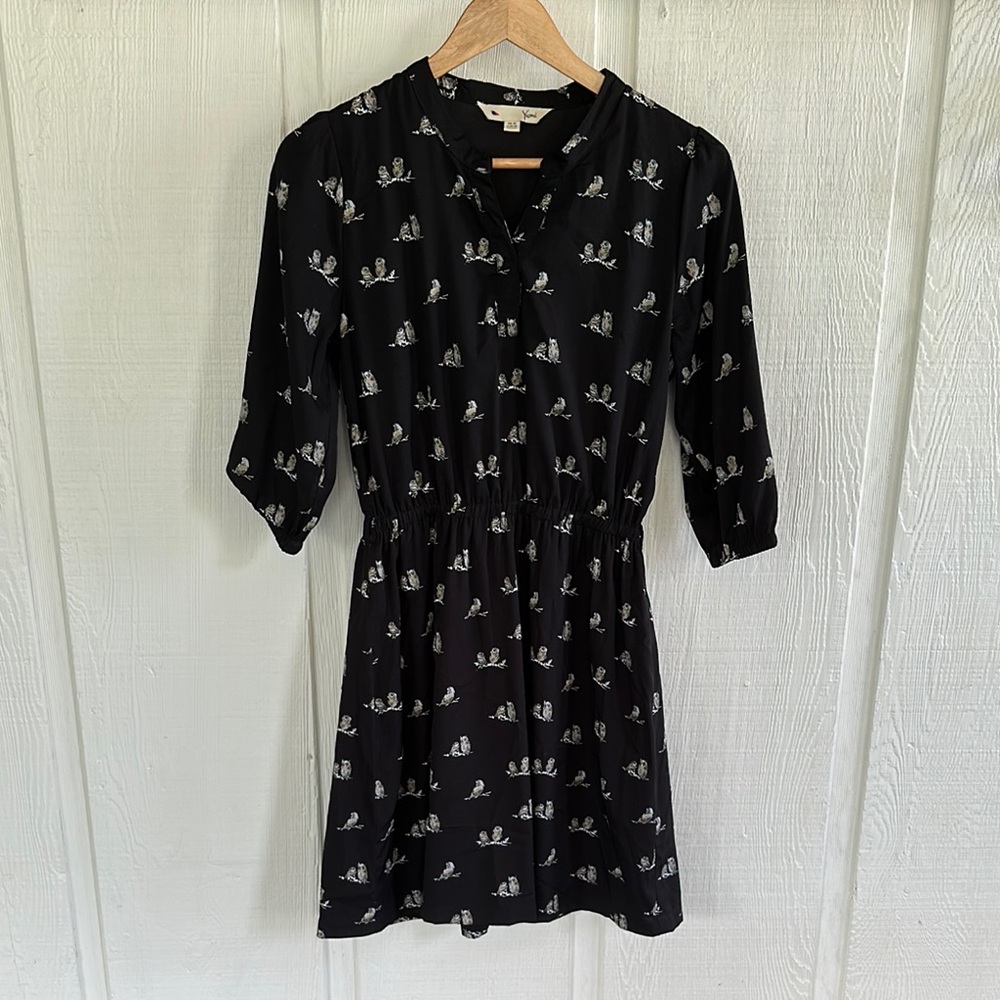 Anthropologie Yumi Bird Owl Long Sleeve Dress
